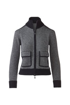 Tweed Zip Mock Cardigan - Black/Multi