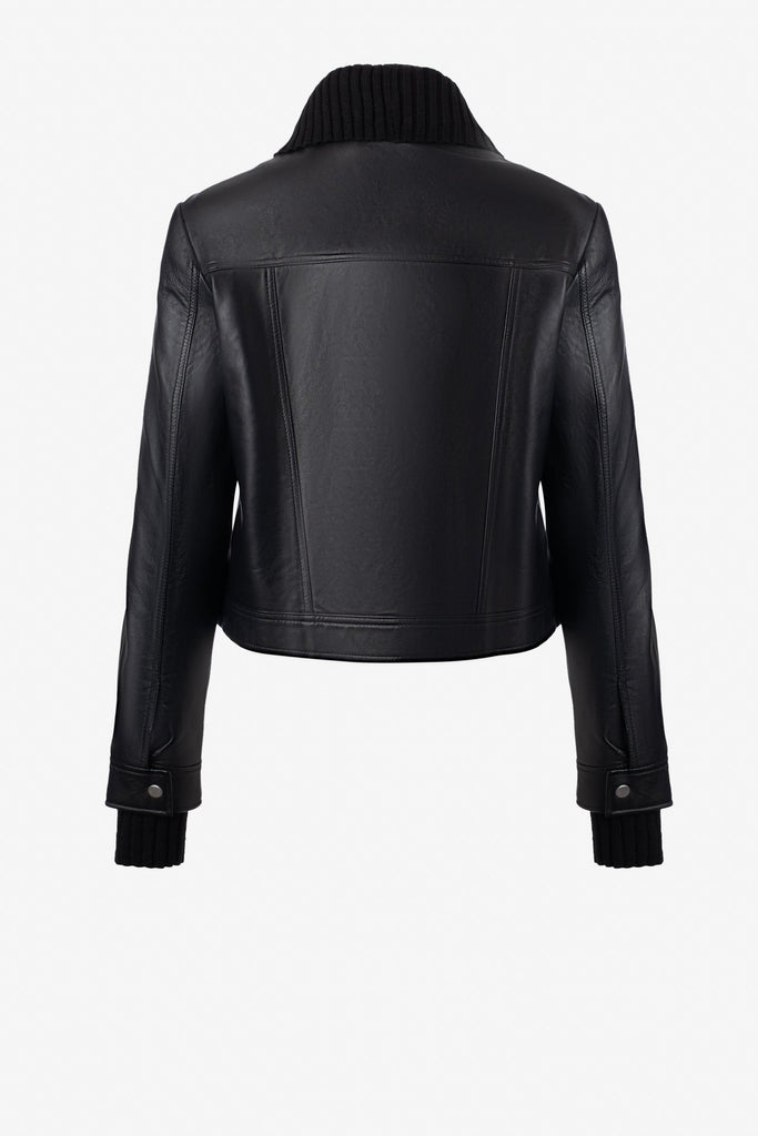 Leather Jacket with Removable Collar and Cuffs