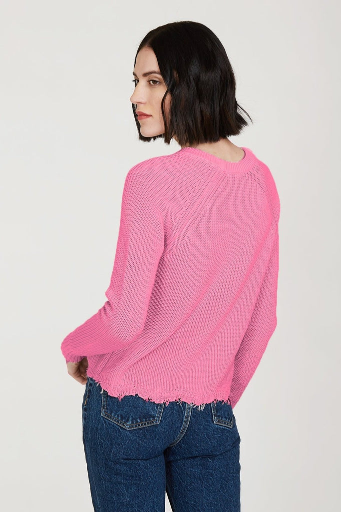 Distressed Scalloped Shaker Sweater