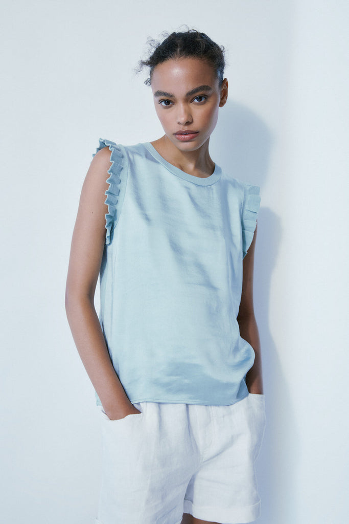 Naja Mixed Media Frill Tank Top