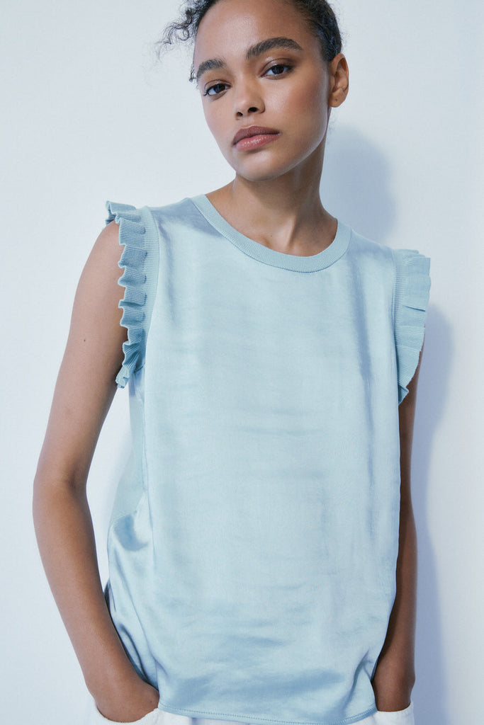 Naja Mixed Media Frill Tank Top