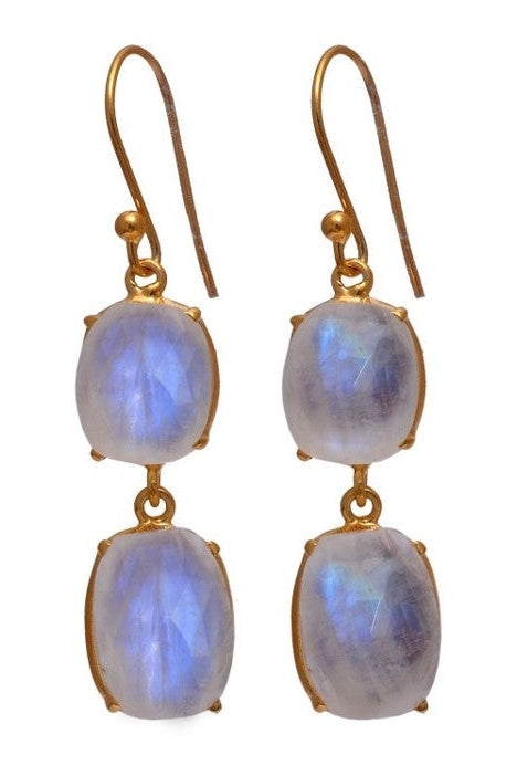 Gemma Earrings - Rainbow Moonstone