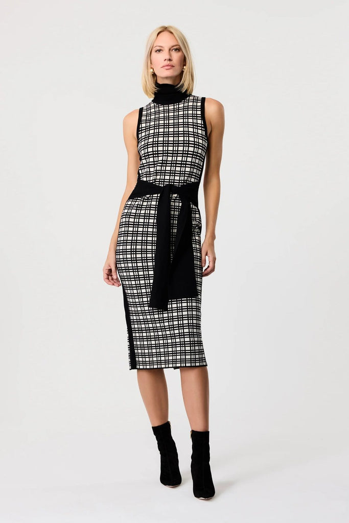 Peggy Sleeveless Herringbone Tie-Front Dress