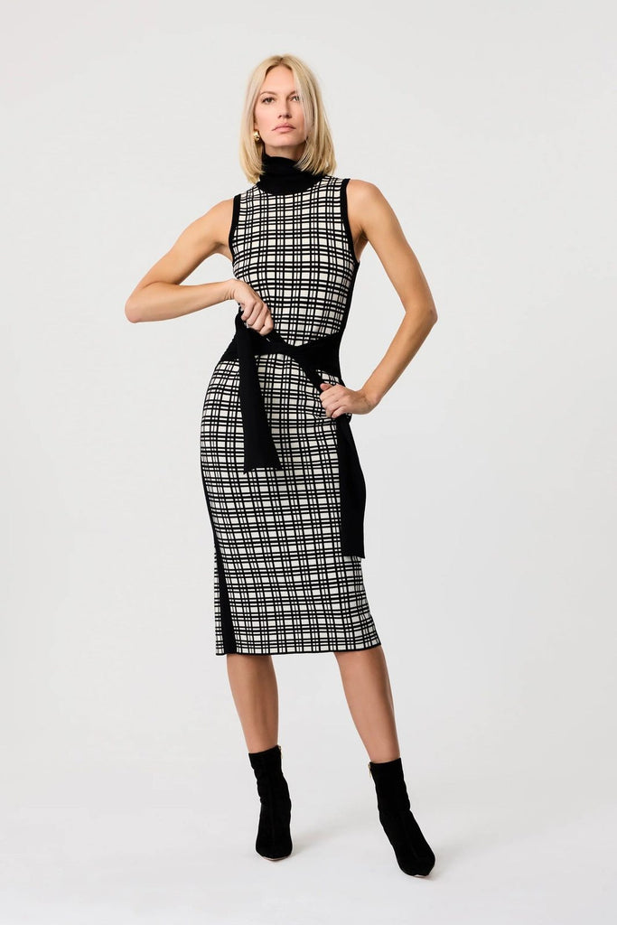 Peggy Sleeveless Herringbone Tie-Front Dress