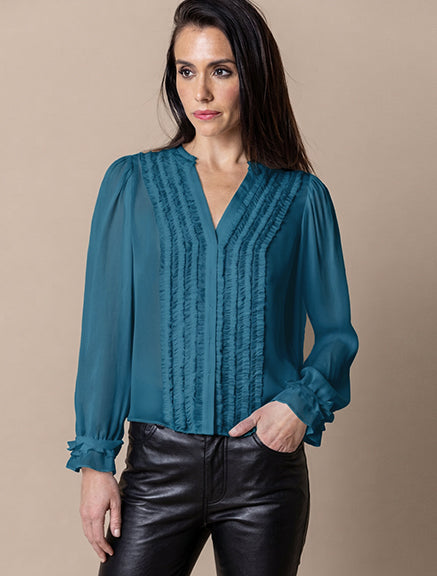 Go Get Ready To Ruffle Blouse - Neptune