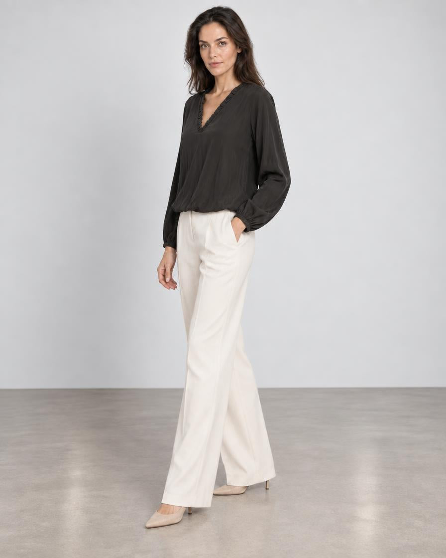 V Neck Top - Black