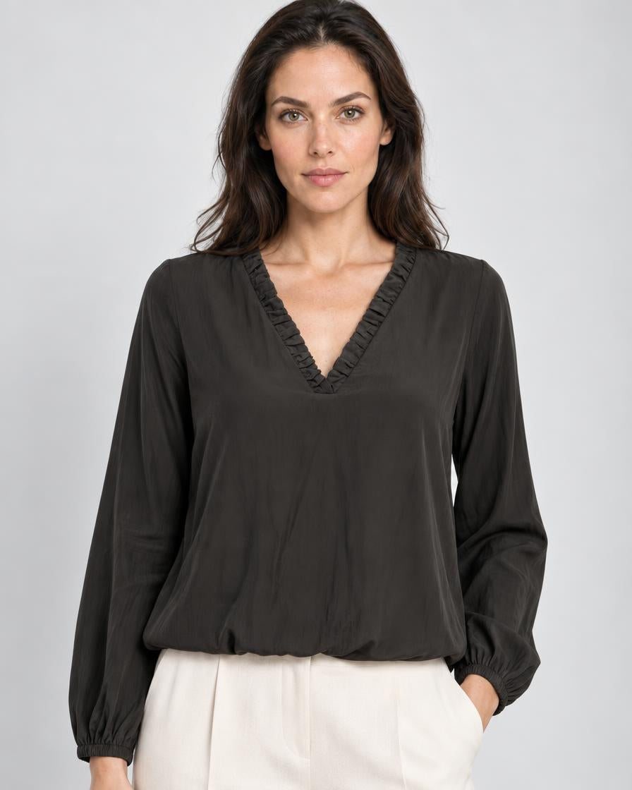 V Neck Top - Black