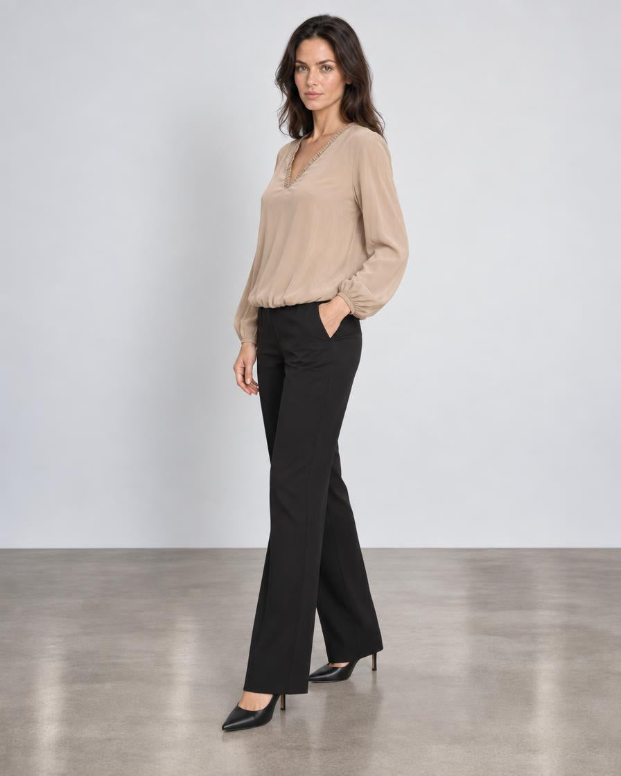 Bubble V Neck Top - Moonlight