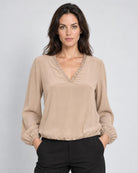 Bubble V Neck Top - Moonlight
