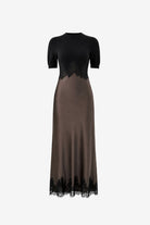 Kaya Combo Midi Dress - Jet/Espresso