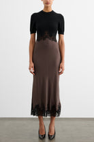 Kaya Combo Midi Dress - Jet/Espresso
