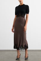 Kaya Combo Midi Dress - Jet/Espresso