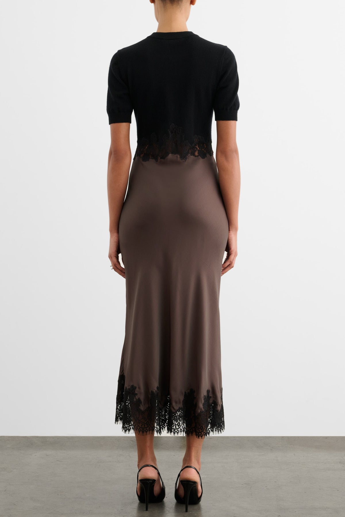 Kaya Combo Midi Dress - Jet/Espresso