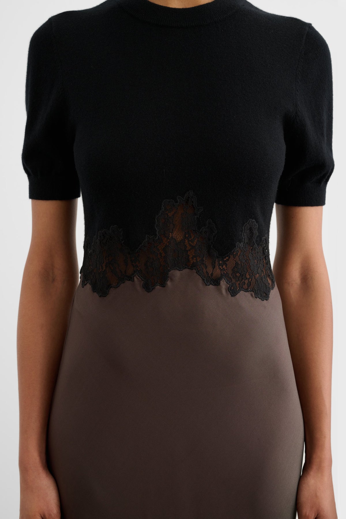 Kaya Combo Midi Dress - Jet/Espresso