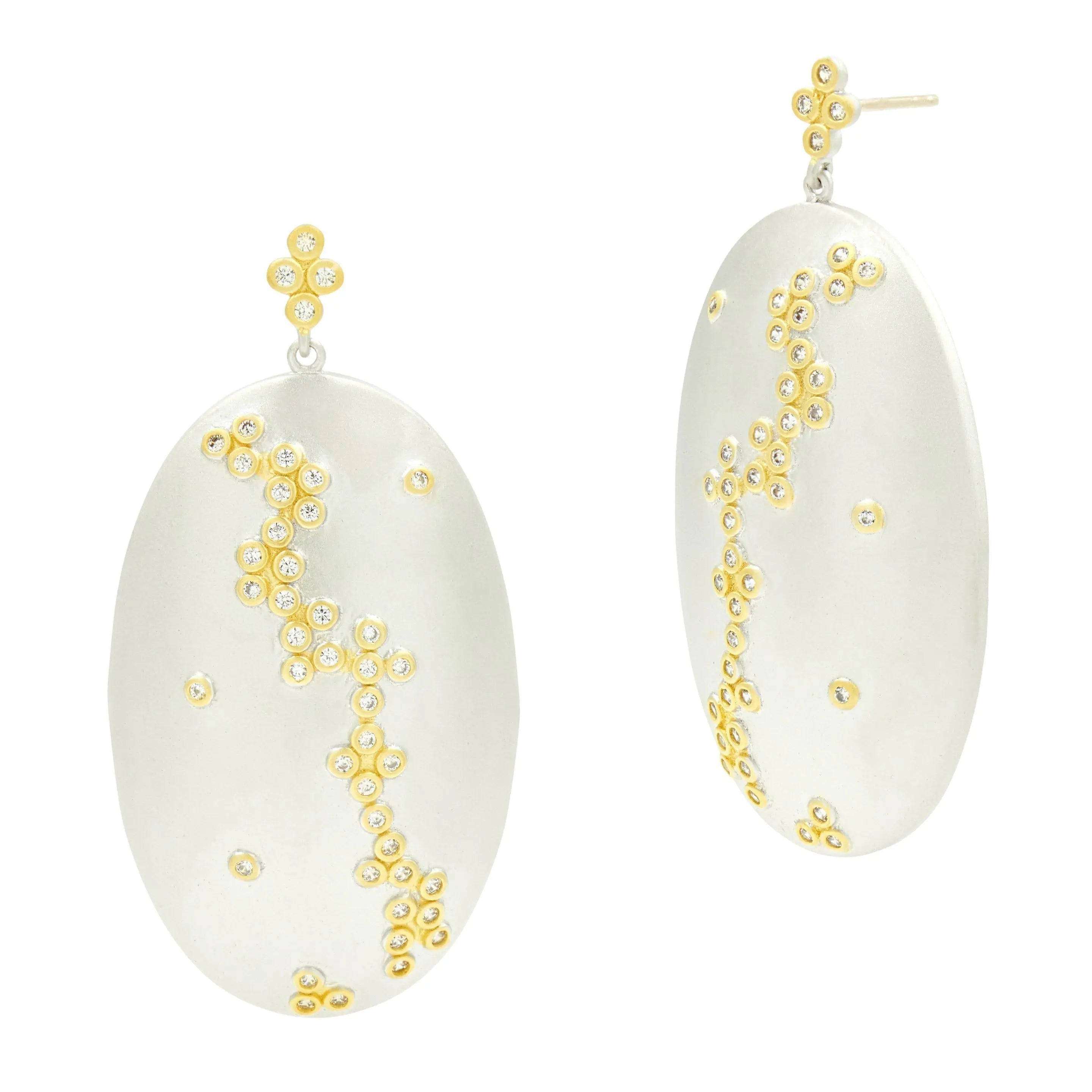 Armor of Hope Large Oval Earrings - Silver & Gold