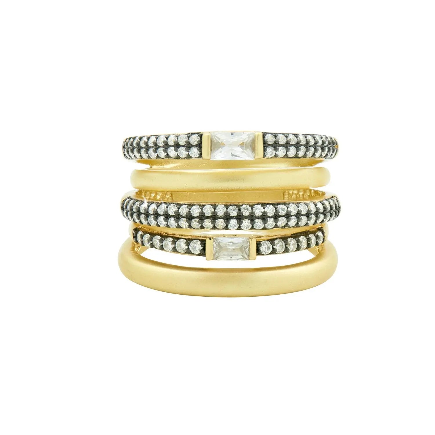 Pavé Caged Ring - Gold & Black