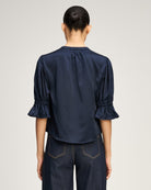 Split Neck Fiona Top - Navy