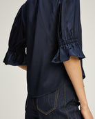 Split Neck Fiona Top - Navy
