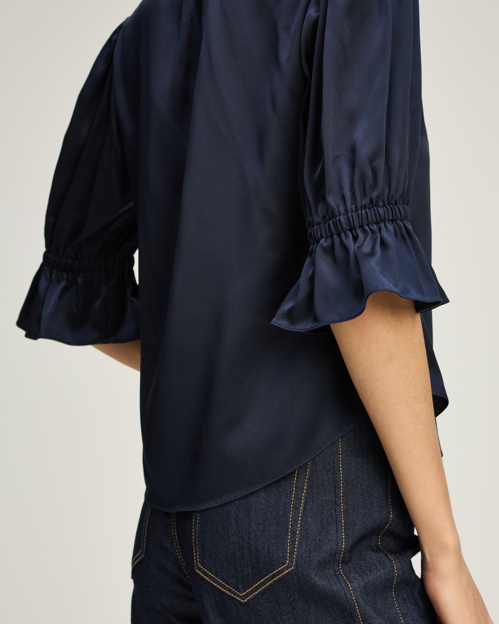 Split Neck Fiona Top - Navy