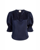 Split Neck Fiona Top - Navy