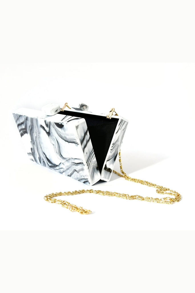 Black and White Cloudy Swirl Clutch