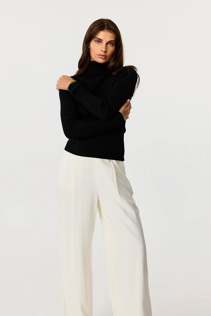 Valeria Long Sleeve Mixed Rib Turtleneck