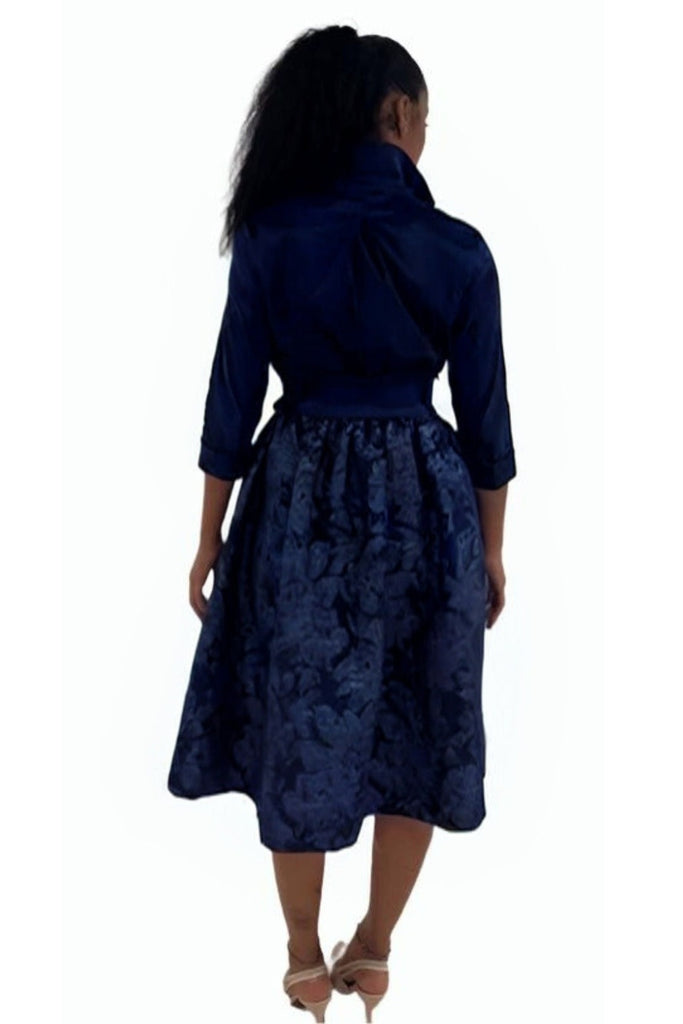 Brocade Button Sash Dress