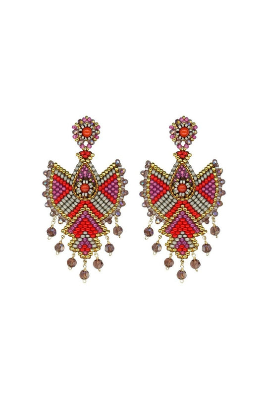 Miguel Ases Red Coral Statement Earring