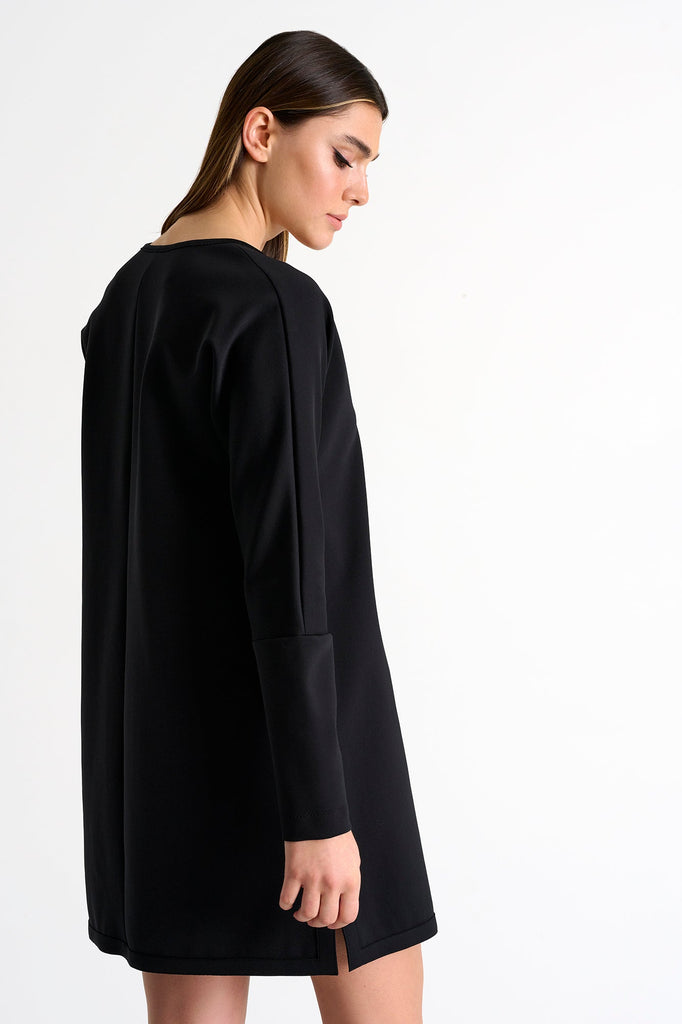 Sofia V-Neck Mini Black Long Sleeve Dress