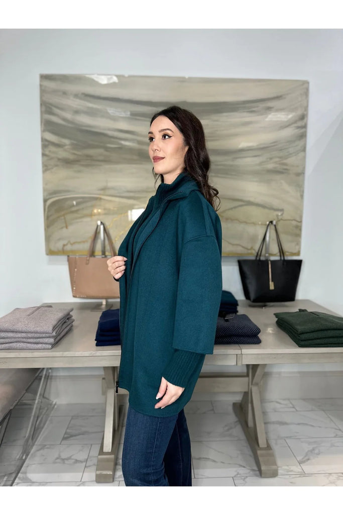 Knit Insert Zip Mock Coat
