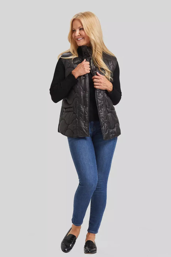 Quilted Vest with Knit Back